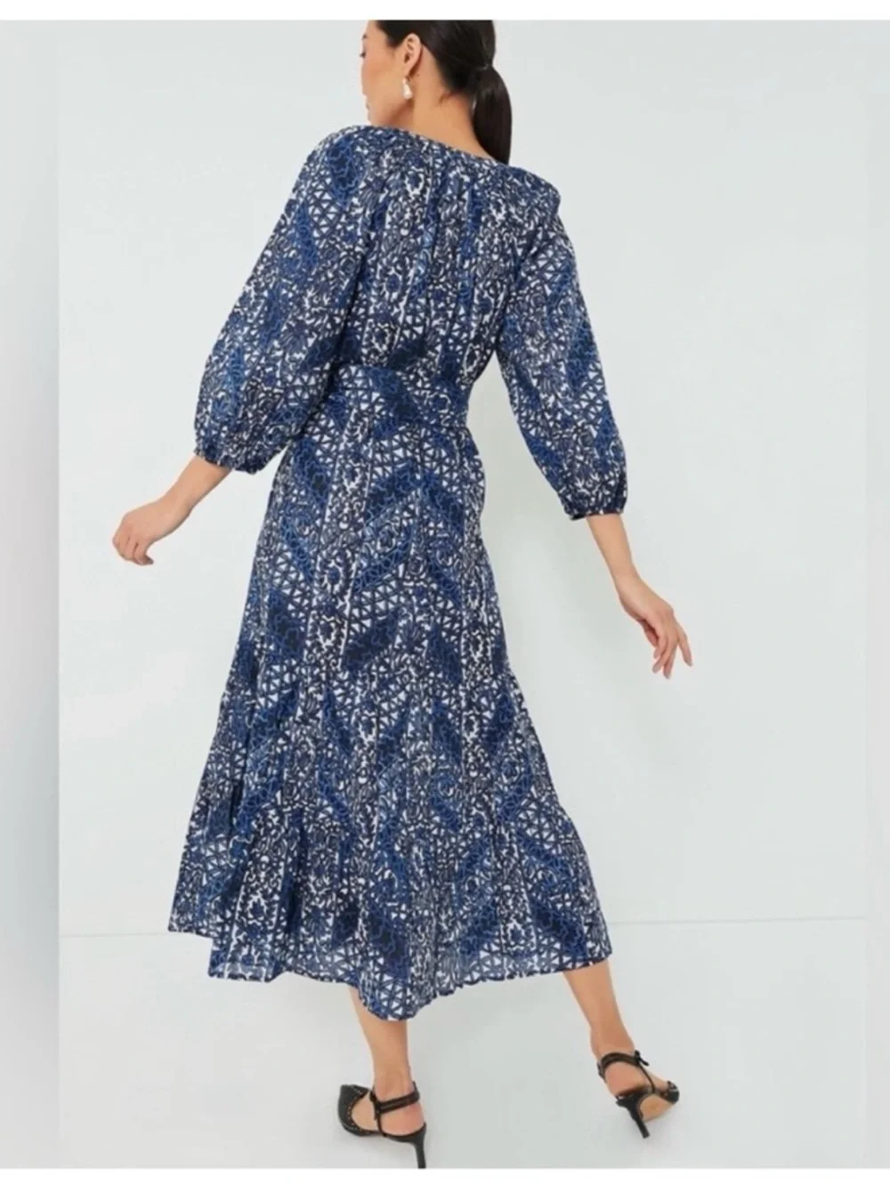NWT Tuckernuck Montecitos Lyles Midnight Blue Floral Maxi Dress size XL - Picture 4 of 5